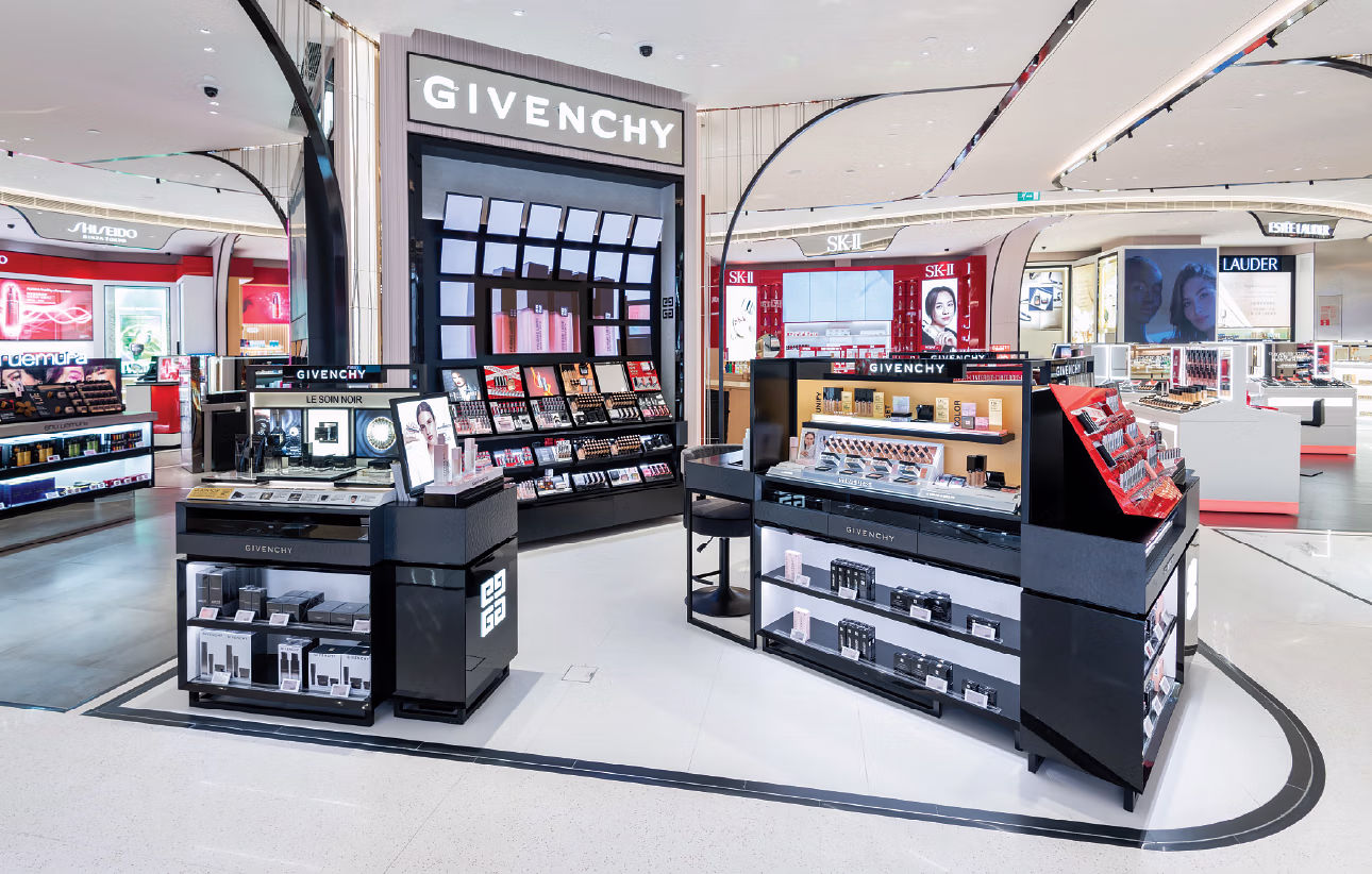 Matte Black's display counter and shelves for Givenchy in Macau.